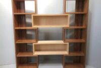 Modular cube shelf furniture in oak finish