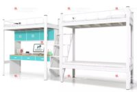 Modern Full Mid Loft Bed with Straight Ladder on Front