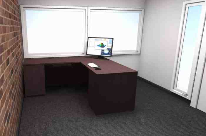 L-Shape Desk with Return and 5 Locking Drawers - Express Laminate