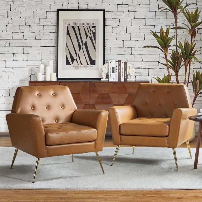 Glam Beige and Gold Tufted Leather Armchair - Midcentury - Armchairs ... Luxury tufted armchair furniture with gold legs