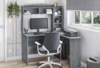 L-shaped desk furniture with mobile pedestal