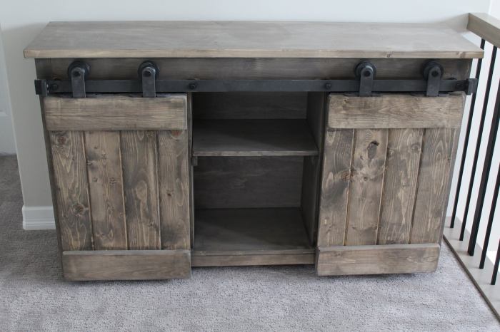 Rustic Farmhouse Wood Sliding Barn Door Console Cabinet - Walmart.com Rustic barn door furniture console unit