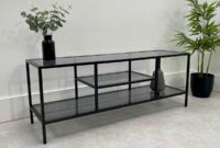 Black glass TV furniture with wire management