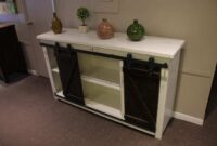 Rustic barn door furniture console unit